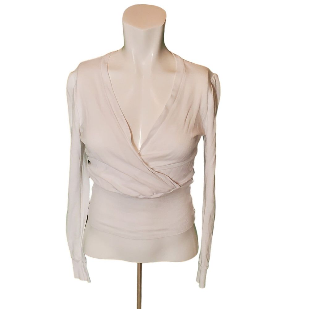 LAMade White Waffle Cropped Corset Wrap Henley T-Shirt  Cotton Modal sz XS